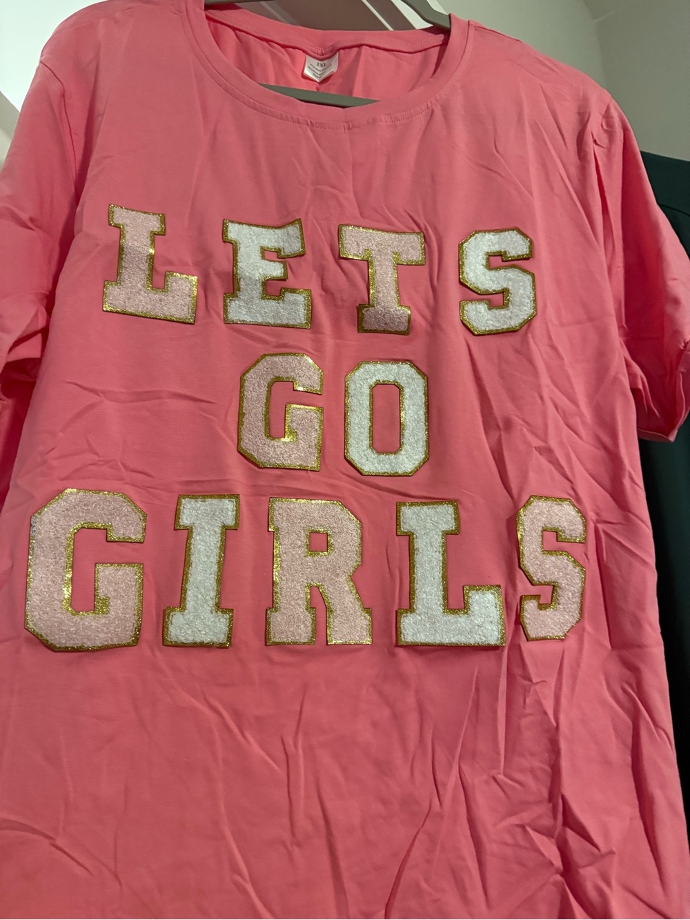 Girls' Pink 'Lets Go Girls' Glitter Letter Tee